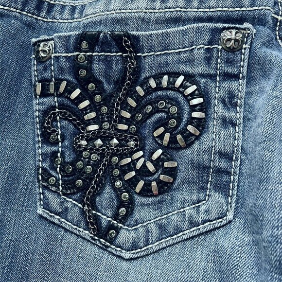 Miss Me Jeans Boot Cut JP6048B sz 27 Low Rise Whiskered Western - Picture 15 of 16